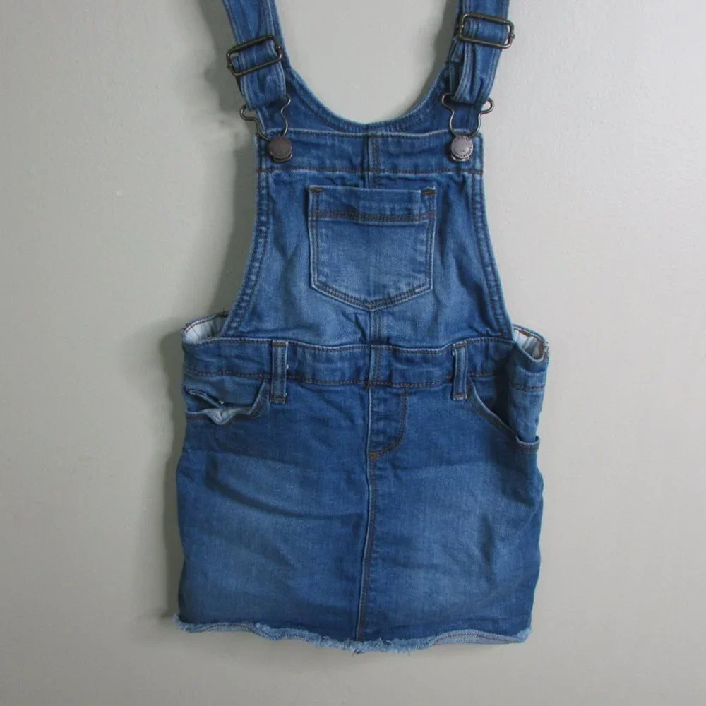 Old Navy Overall Dress Girls 4T Blue Denim Raw Hem